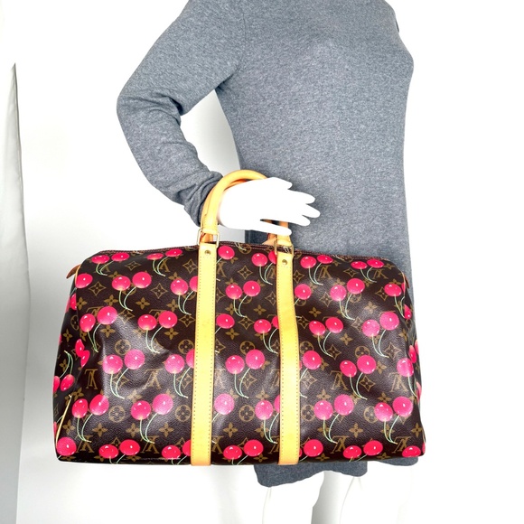 Vintage Louis Vuitton Keepall 45 Takashi Murakami Cerises Monogram Duffle Bag - Picture 2 of 9